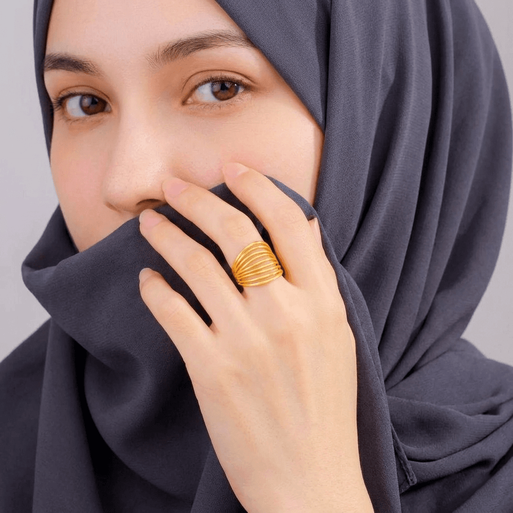 Free-Size Stainless Steel Wave Ring